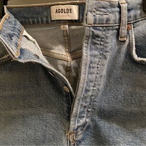 Agolde organically grown cotton Riley jeans with hidden button fly.